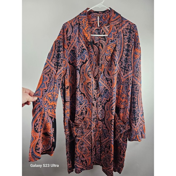 Free People, szS/P, house coat/kimono/ beach cover, paisley - Picture 2 of 7